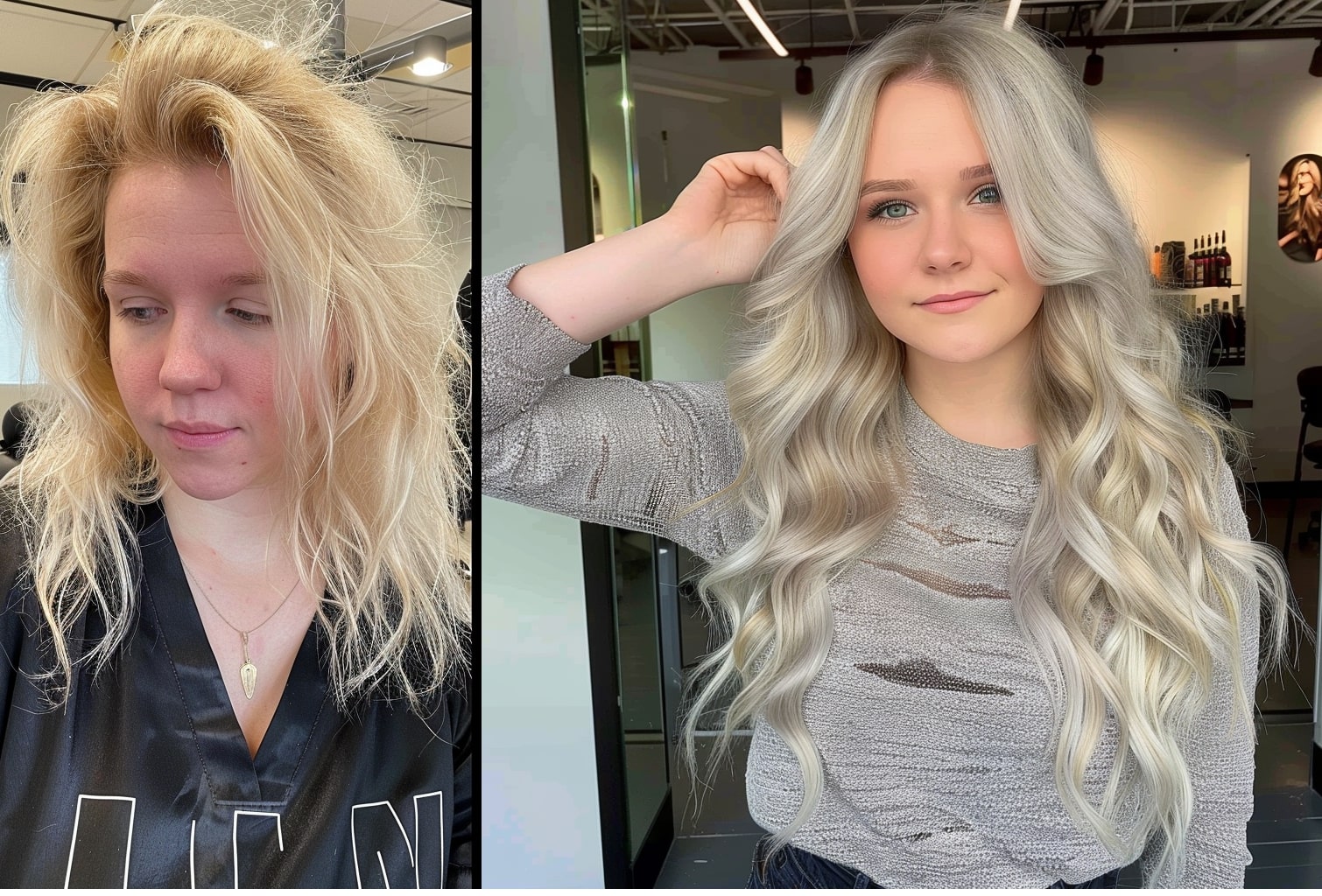 Avant et après extensions cheveux