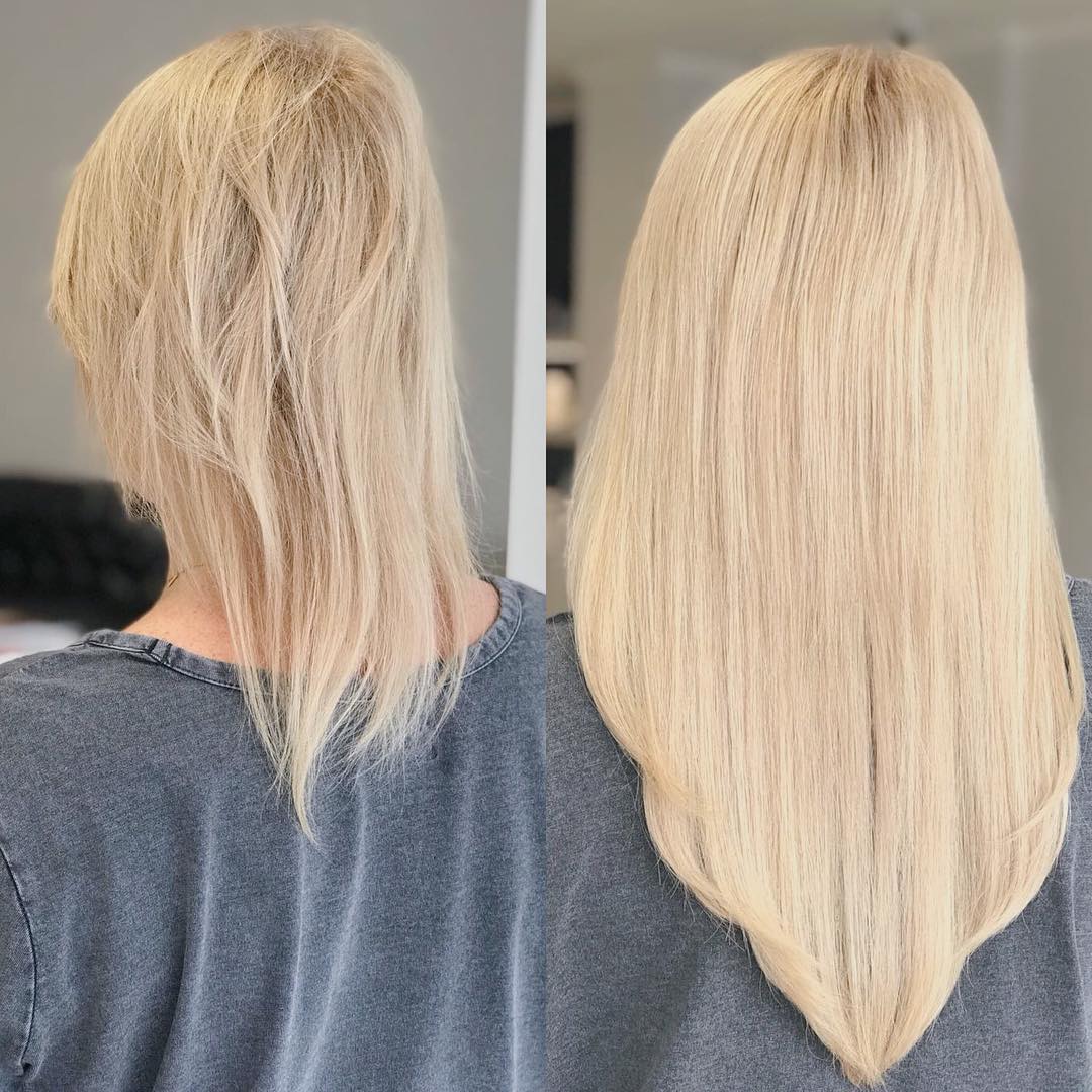 Avant après rallonges cheveux extensions